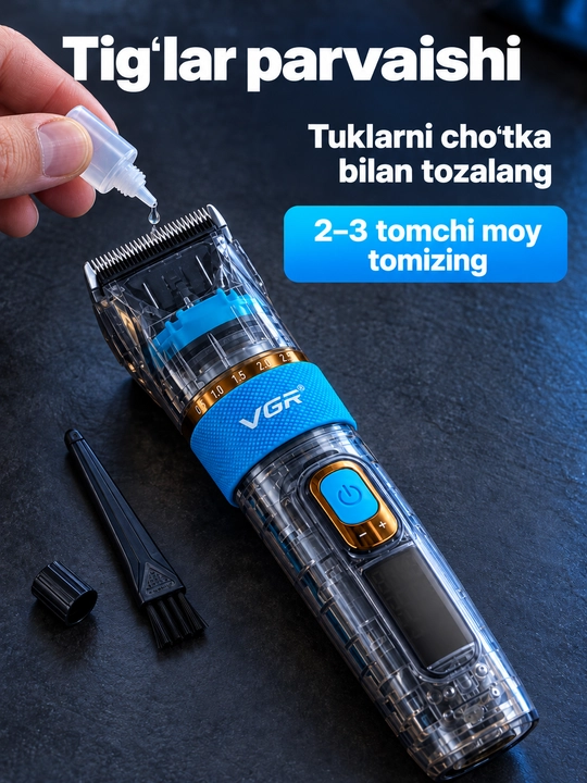 Soch olish mashinkasi VGR V-695, 6 ta nasadka, 3 tezlik, LED displey