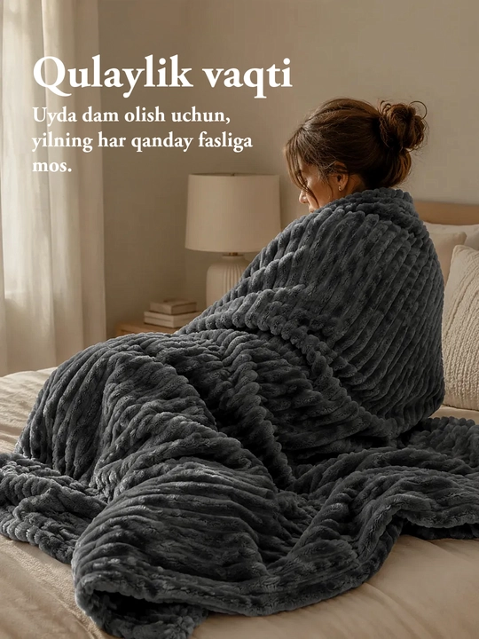 Pled adyol plyush momiq yumshoq, ikki va bir kishilik, chiziqli, krovat va divan uchun