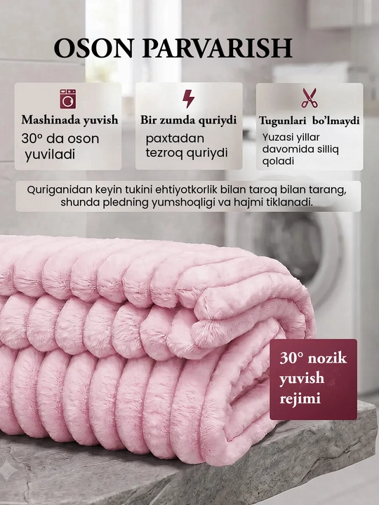 Pled adyol plyush momiq yumshoq, ikki va bir kishilik, chiziqli, krovat va divan uchun