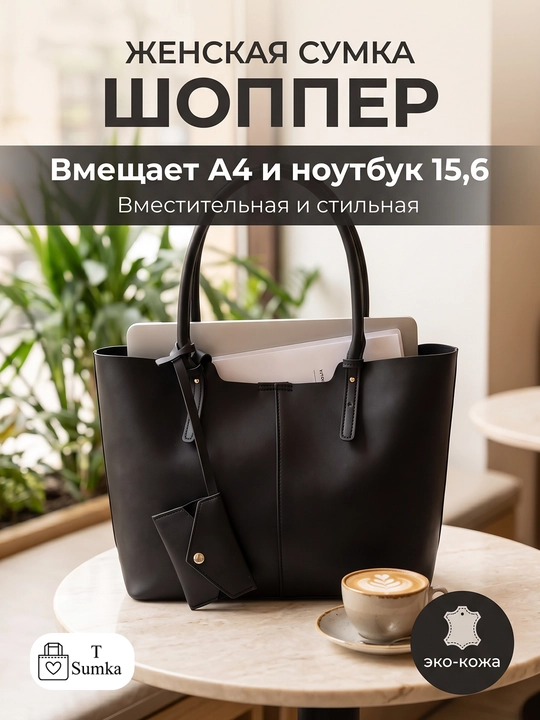 Ayollar shopper sumkasi, katta hamyonli, o‘qish va ish uchun mo‘ljallangan, sig‘imli - 