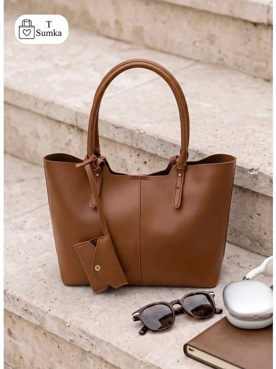 Ayollar shopper sumkasi, katta hamyonli, o‘qish va ish uchun mo‘ljallangan, sig‘imli