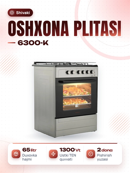 Shivaki 6300-K kombinatsiyalangan plitasi va kombinatsiyalangan pech - 