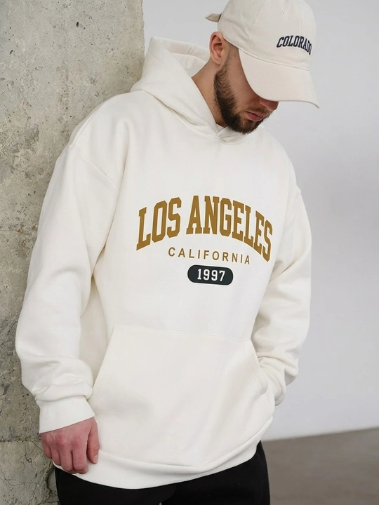 Мужское теплое худи с капюшоном Los Angeles, с начесом на зиму - 