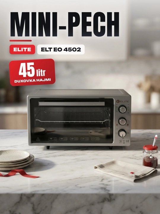 Elite EO-4502 Elektr Mini Pech, Taymer, Gril, 45 L - 