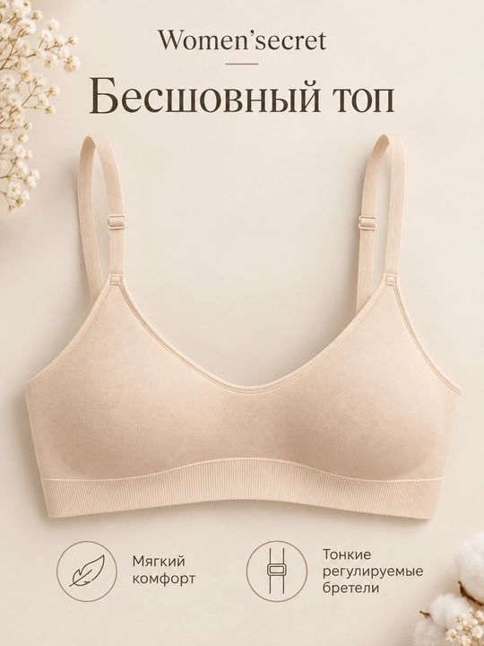 Women’secret ayollar uchun choksiz top, ingichka sozlanadigan yelkali ichki kiyim - 