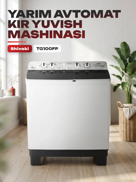 Yarim avtomat kir yuvish mashinasi Shivaki TG100FP 10 kg 6 kg 15 min
