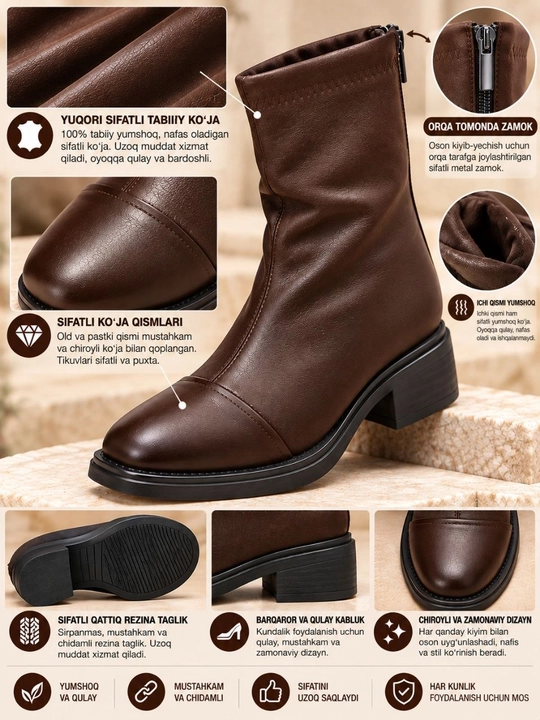 Женские сапоги, зимние сапоги, сапоги с мехом, высокие сапоги, сапоги на молнии - 