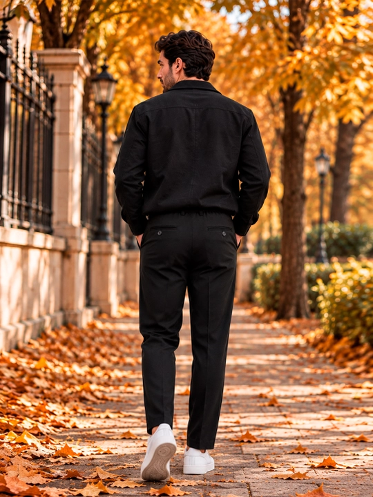 Erkaklar shimi,klassik,Kuzgi shim, beli rezinkali, Qora shim, jogger, kundalik shim, Denim