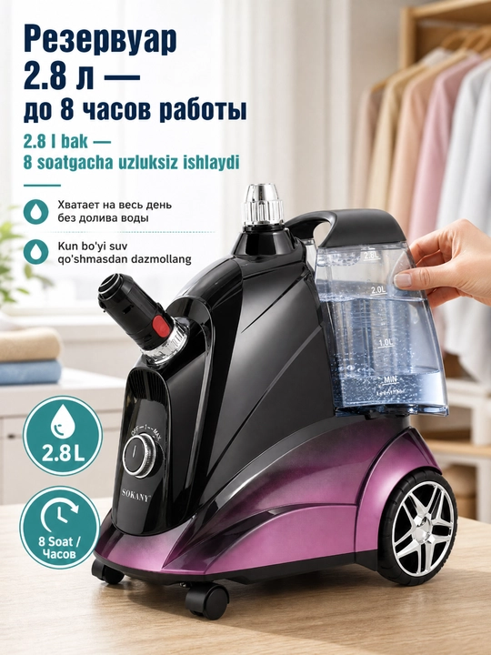 Отпариватель ручной для офиса 3600 Вт SOKANY SK-12012, утюг для дома, одежды и тканей