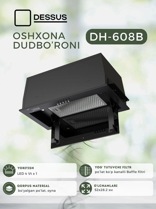 Ichki o‘rnatiladigan oshxona dudburoni Dessus DH-609B 52 sm