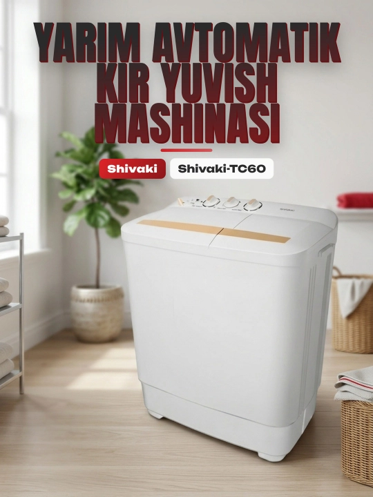 Полуавтоматическая стиральная машина Shivaki-TC60, Gold, 6 кг - 