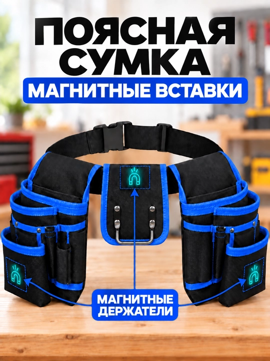 Сумка пояс строительная, для инструментов монтажa - 