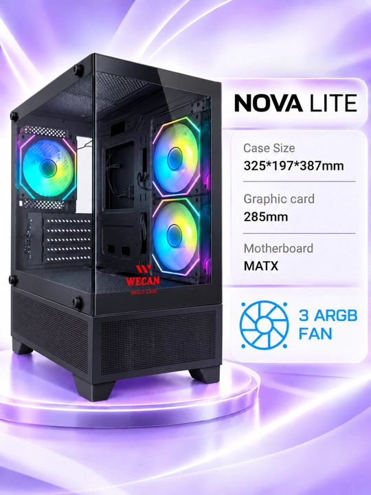 Корпус для компьютера, игровой корпус-аквариум, 3 RGB-вентилятора, прозрачное стекло, ATX