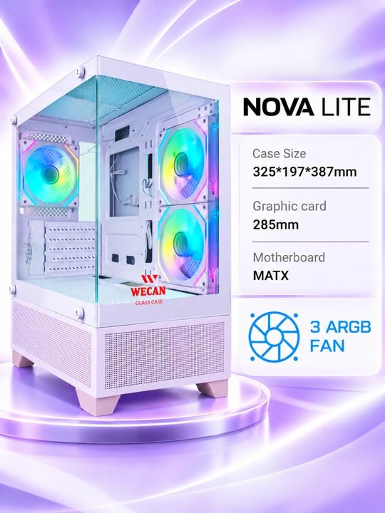 Корпус для компьютера, игровой корпус-аквариум, 3 RGB-вентилятора, прозрачное стекло, ATX
