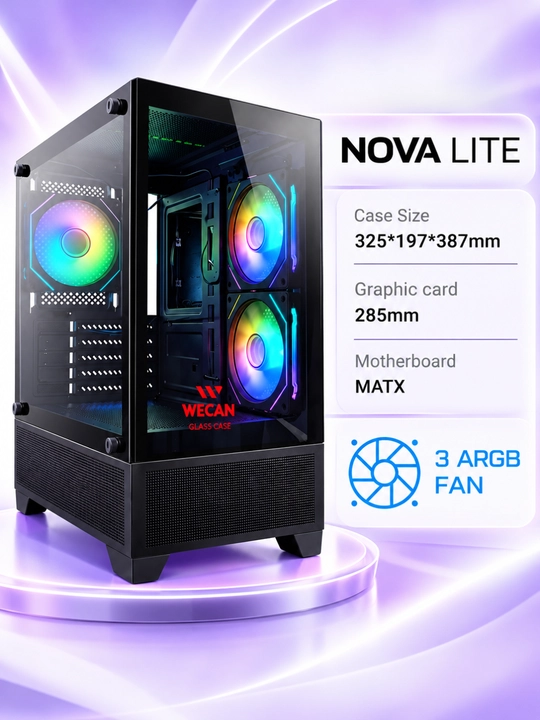 Корпус для компьютера, игровой корпус-аквариум, 3 RGB-вентилятора, прозрачное стекло, ATX