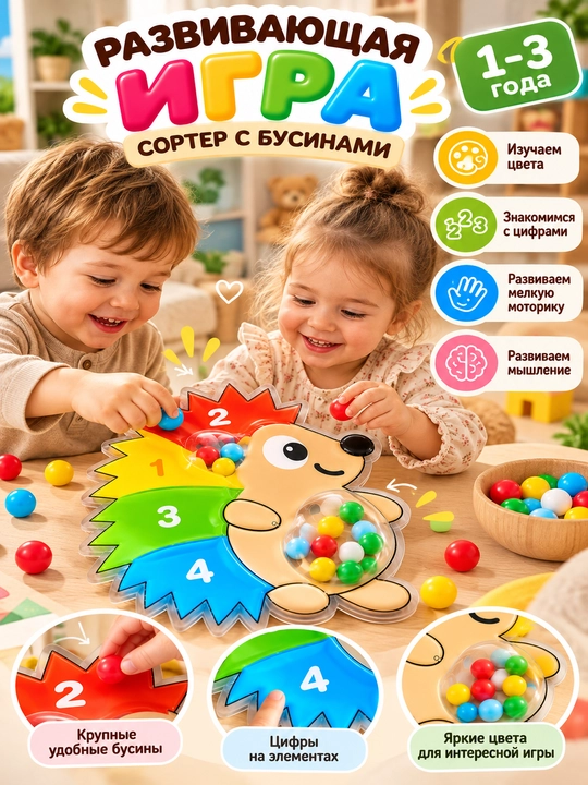 Развивающий сортер Динозавр для детей 1-3 лет