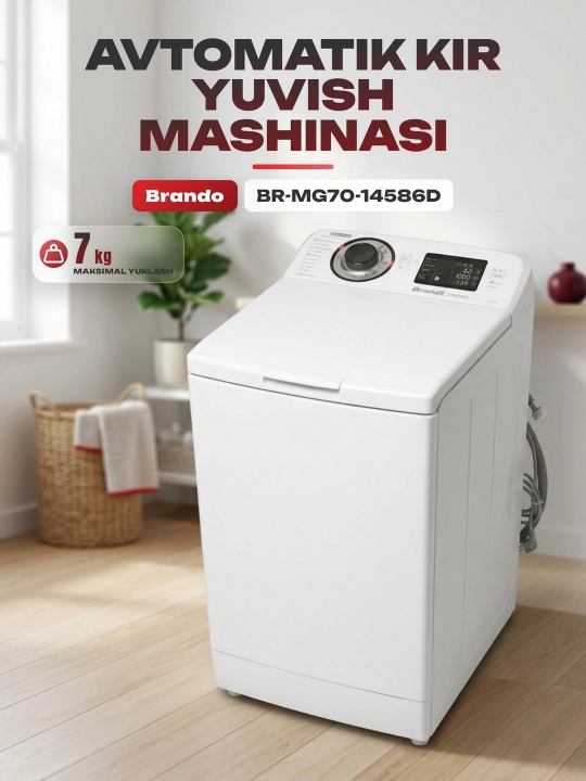 BRANDO BR-MG70-14586D invertorli kir yuvish mashinasi, 7 kg haqida sharhlar - 