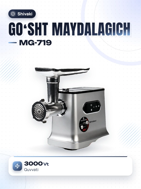 Go'sht maydalagich Shivaki MG-719, 2,5 kg/min, 3000 Vt - 