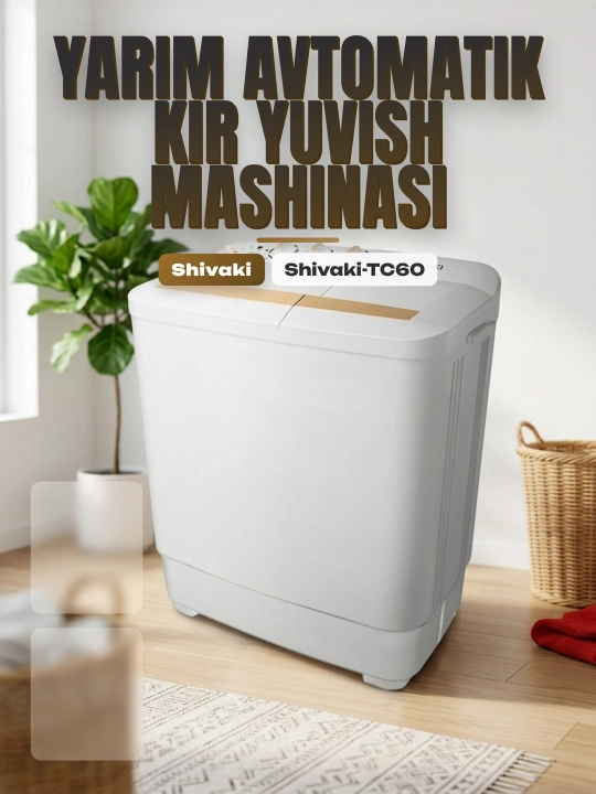 Полуавтоматическая стиральная машина Shivaki-TC60, Gold, 6 кг - 