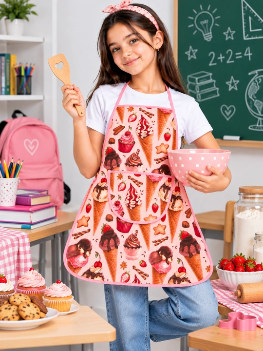 Maktab va uy xo'jaligi uchun o'smir qizlar va maktab o'quvchilari uchun apron
