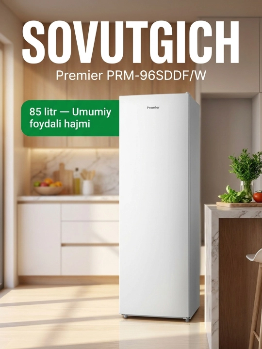 Premier PRM-96SDDF/W bir kamerali muzlatgich, 85 L, A+