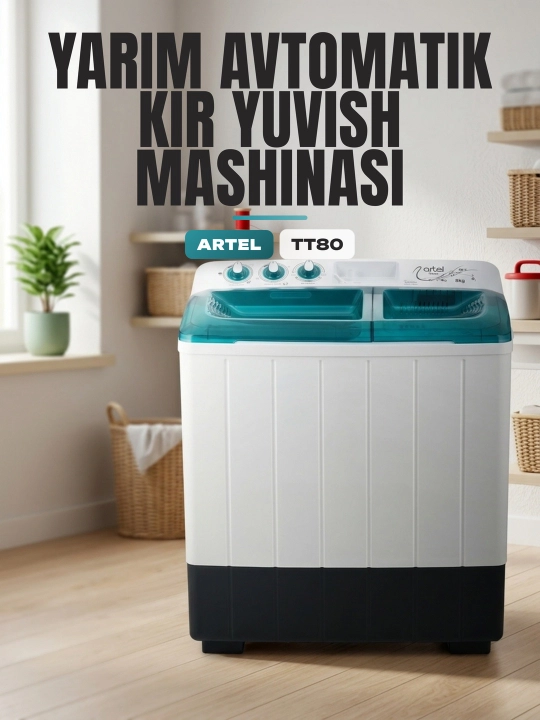 Artel TT80 yarim avtomatik kir yuvish mashinasi - 