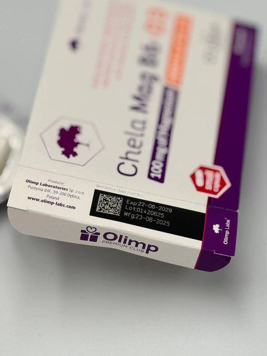 Olimp Labs Chela-Mag B6 + D3 — xelat shaklidagi magniy, B6 va D3 vitaminlari, 30 kapsula