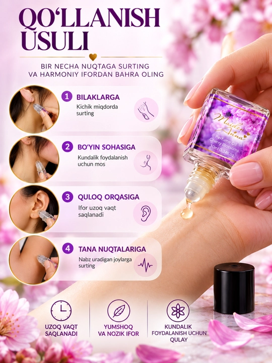 Maiden Anna ayollar uchun atir moyi 10 ml, magnoliya iforli surtiladigan atir