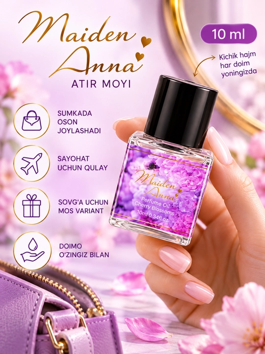 Maiden Anna ayollar uchun atir moyi 10 ml, magnoliya iforli surtiladigan atir