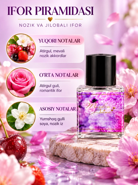 Maiden Anna ayollar uchun atir moyi 10 ml, magnoliya iforli surtiladigan atir