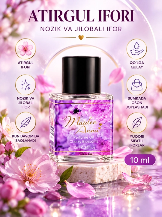 Maiden Anna ayollar uchun atir moyi 10 ml, magnoliya iforli surtiladigan atir