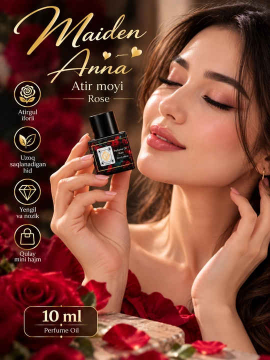 Maiden Anna ayollar uchun atir moyi 10 ml, magnoliya iforli surtiladigan atir
