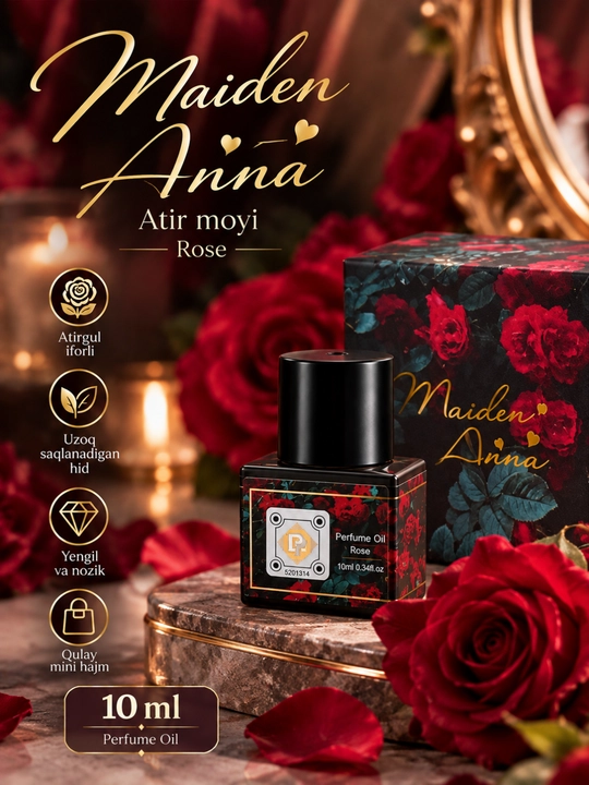 Maiden Anna ayollar uchun atir moyi 10 ml, magnoliya iforli surtiladigan atir