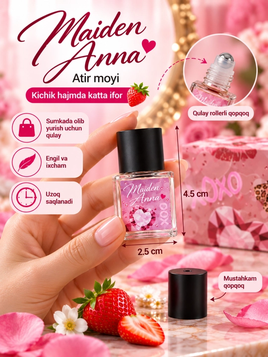 Maiden Anna ayollar uchun atir moyi 10 ml, magnoliya iforli surtiladigan atir