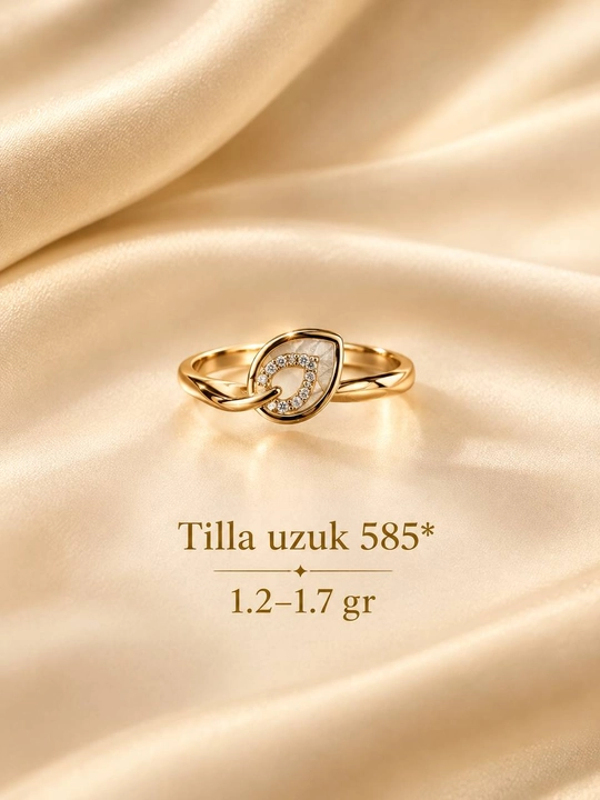 Ayollar uchun tillo uzuk, oltin 585 proba, yaqinlariz uchun ajoyib syurpriz