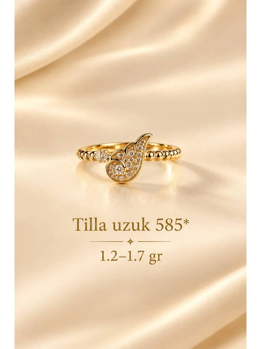 Ayollar uchun tillo uzuk, oltin 585 proba, yaqinlariz uchun ajoyib syurpriz