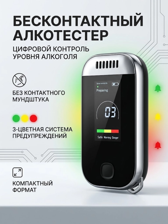 Alkotester, yuqori aniq, kontaksiz, svetodiod displeyli - 