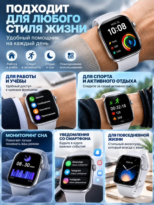 WATCH S20 Series 11 aqlli soat, zamonaviy dizaynli elektron qo‘l soati