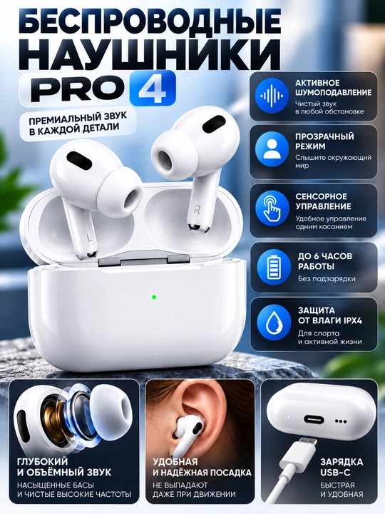 Bluetooth simsiz quloqchinlar, oq rang, zaryadlash qutisi bilan - 