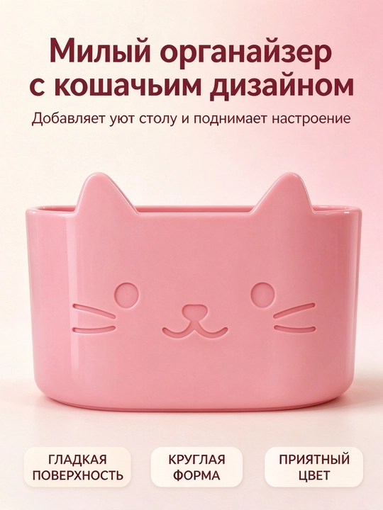 Подставка в форме кошки для зубных щеток и косметики, органайзер на раковину в ванную