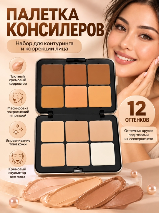 Палетка консилеров и кремовых корректоров для лица, профессиональный скульптор