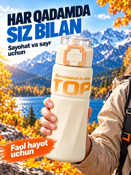 Termos suv uchun, trubochkali, sport va kundalik foydalanish uchun