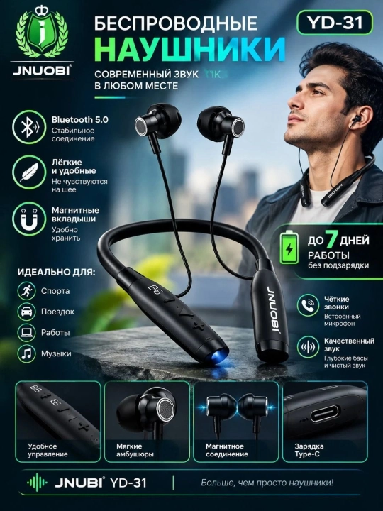 JNUOBI YD-31 — bo‘yinga taqiladigan simsiz Bluetooth quloqchin