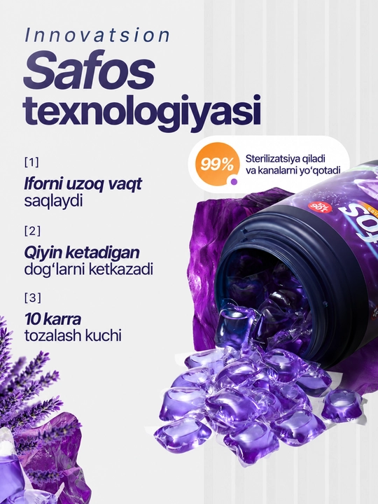 Капсулы для стирки Safos 25-106 шт для цветного, белого и детского белья