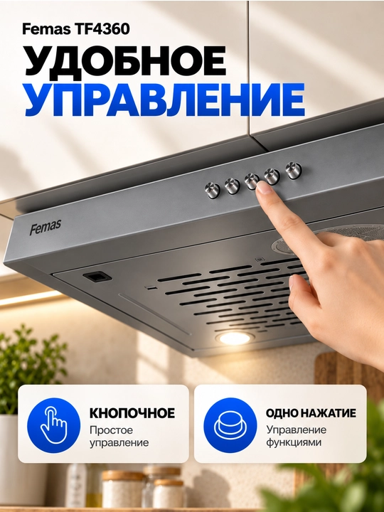 Oshxona uchun dudburon Femas TF4360, LED yoritish, 120 mm