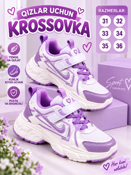 Qizlar uchun zamonaviy krosovka xitoyda ishlab chiqarilgan