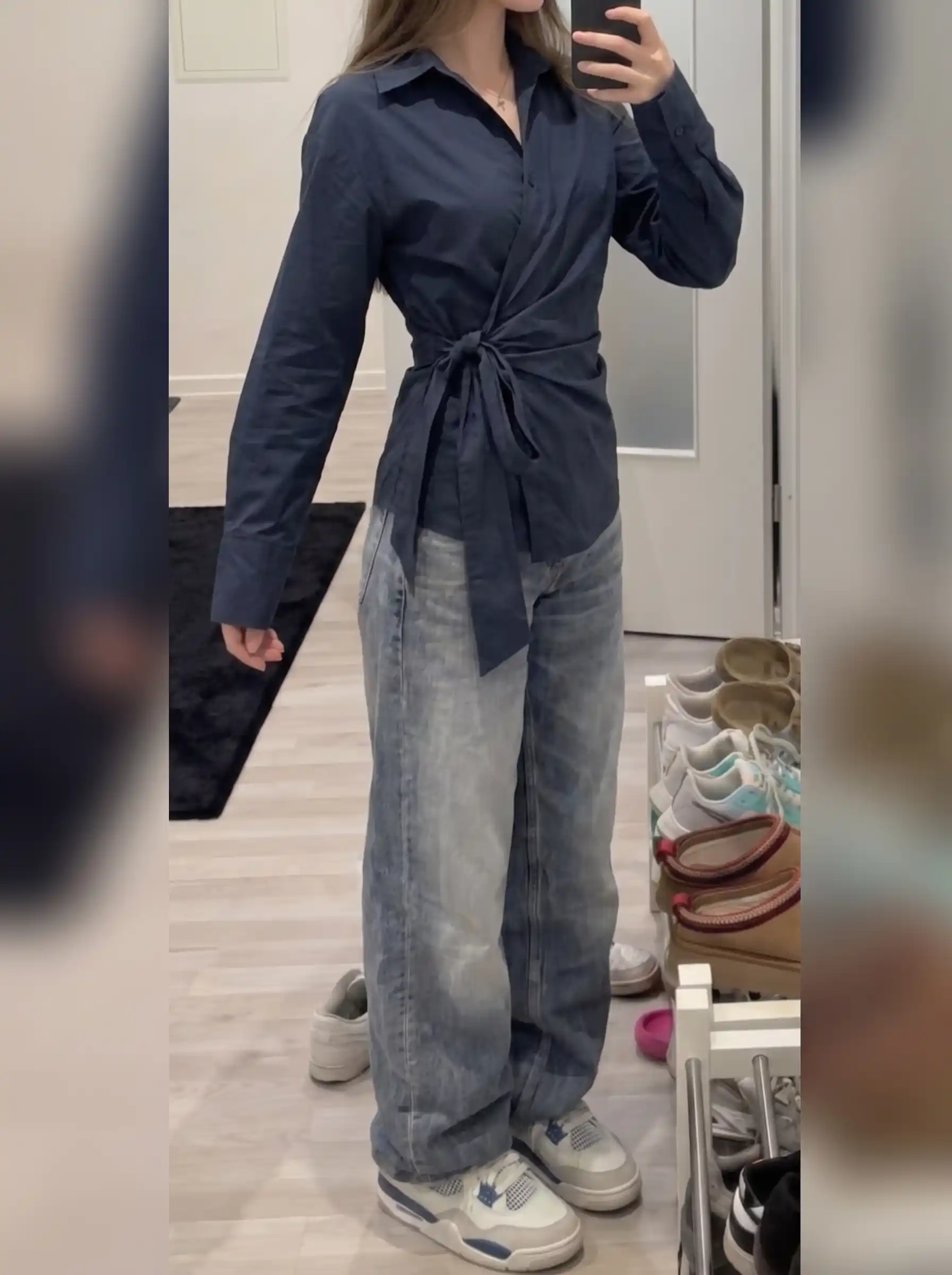 Ayollar o‘rama bluzka-rubashkasi, belbog‘li, uzun yengli S–2XL — ELLY FASHION
