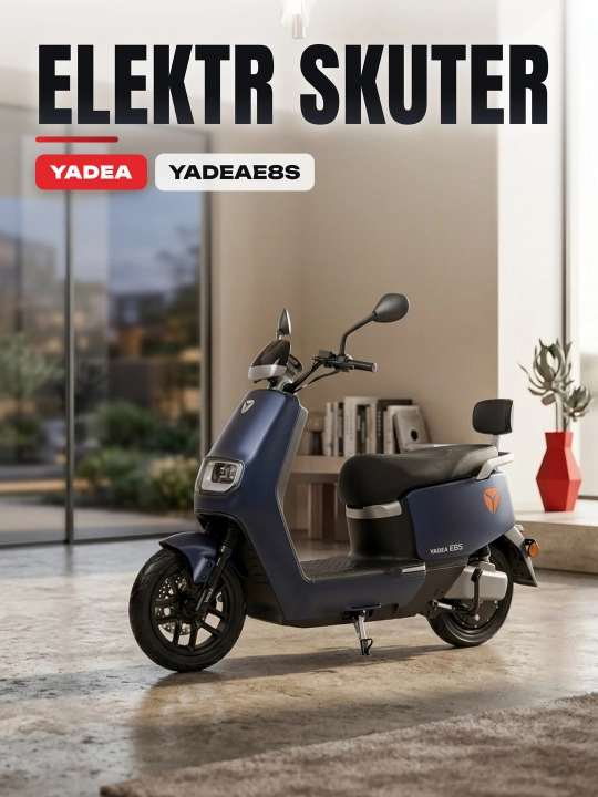 Yadea E8S elektr skuteri, 1 yil kafolat - 