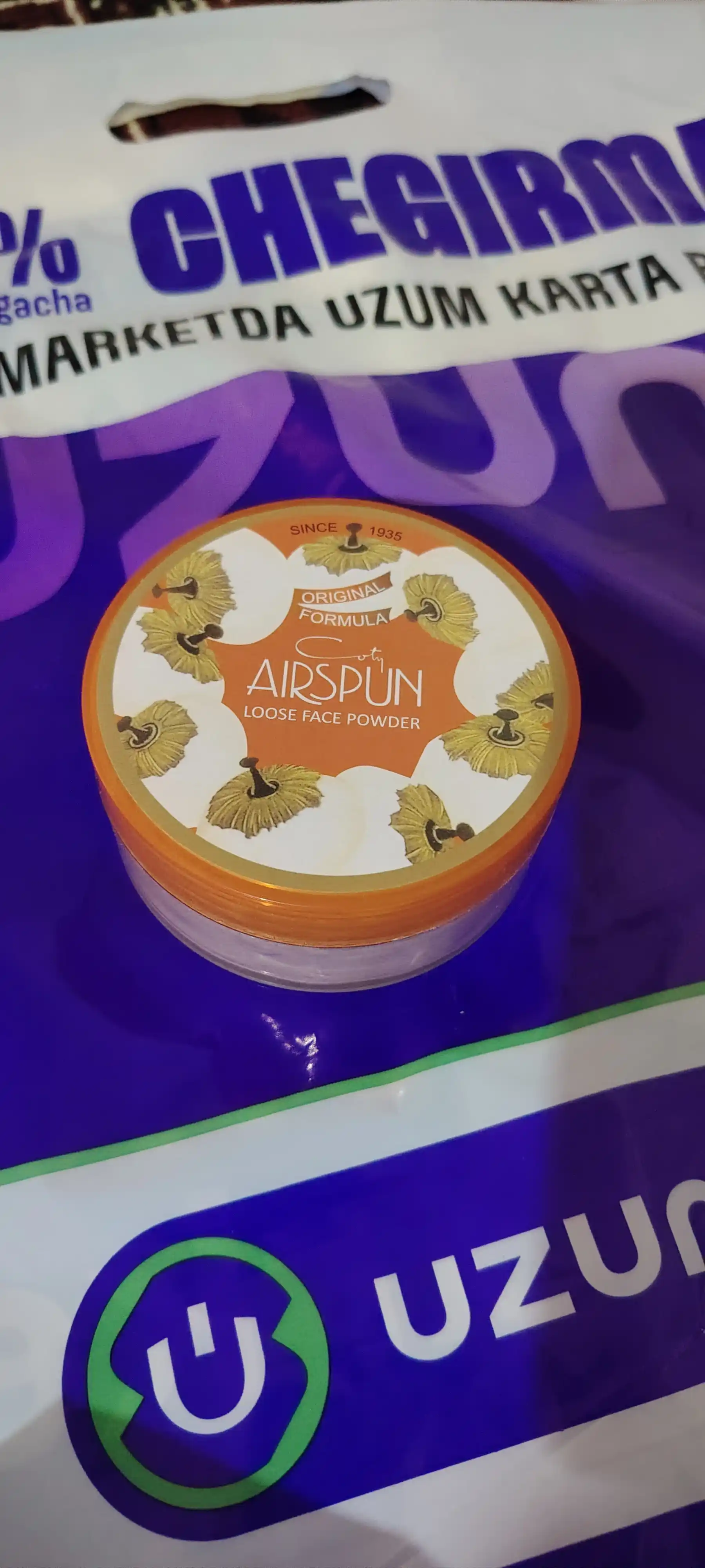 Airspun yuz upasi, maydalangan, kukunli, barcha turdagi terilar uchun pudra
