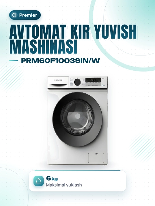 Premier PRM60F1003SIN kir yuvish mashinasi, 6 kg, INVERTER - 